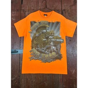 Harley-Davidson Shirt Mens Medium Orange Pig Trail Eureka Springs Arkansas Tee